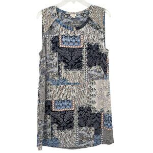 Lucky Brand Tunic Dress Women Size S Floral Patchwork Boho Cutout Earthy Indie